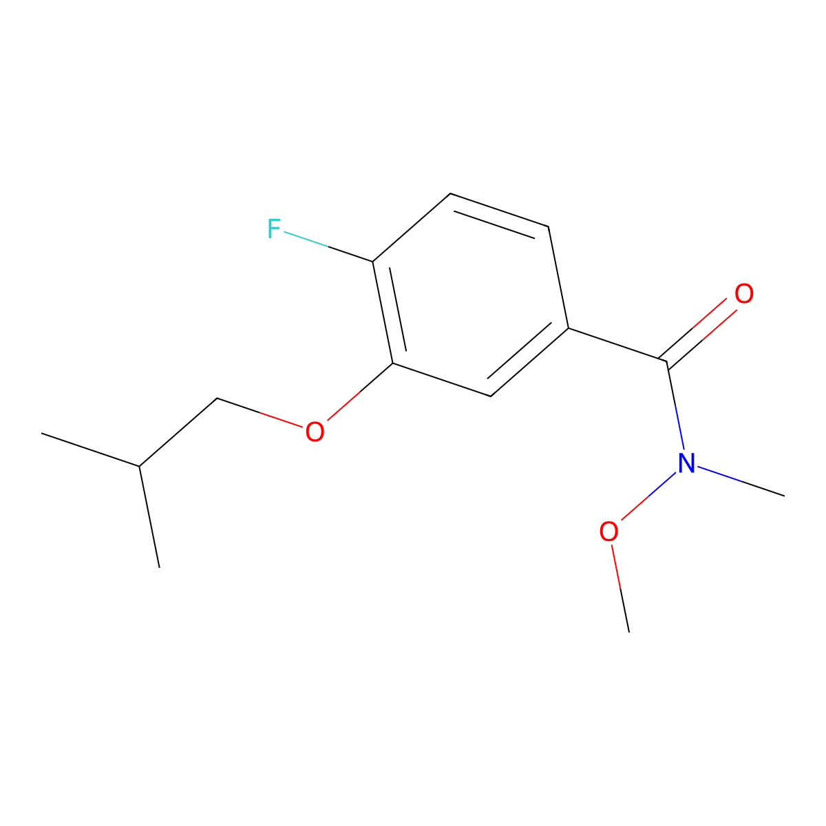 4-Fluoro-3-isobutoxy-N-methoxy-N-methylbenzamide molecular structure, CAS 2804664-07-9