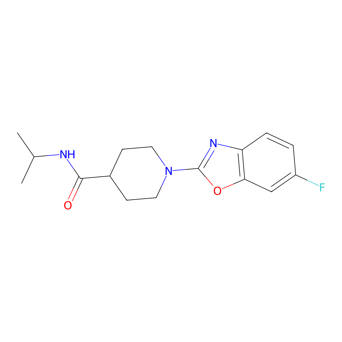 1-(6-fluoro-1,3-benzoxazol-2-yl)-N-(propan-2-yl)piperidine-4-carboxamide molecular structure, CAS 2804797-08-6