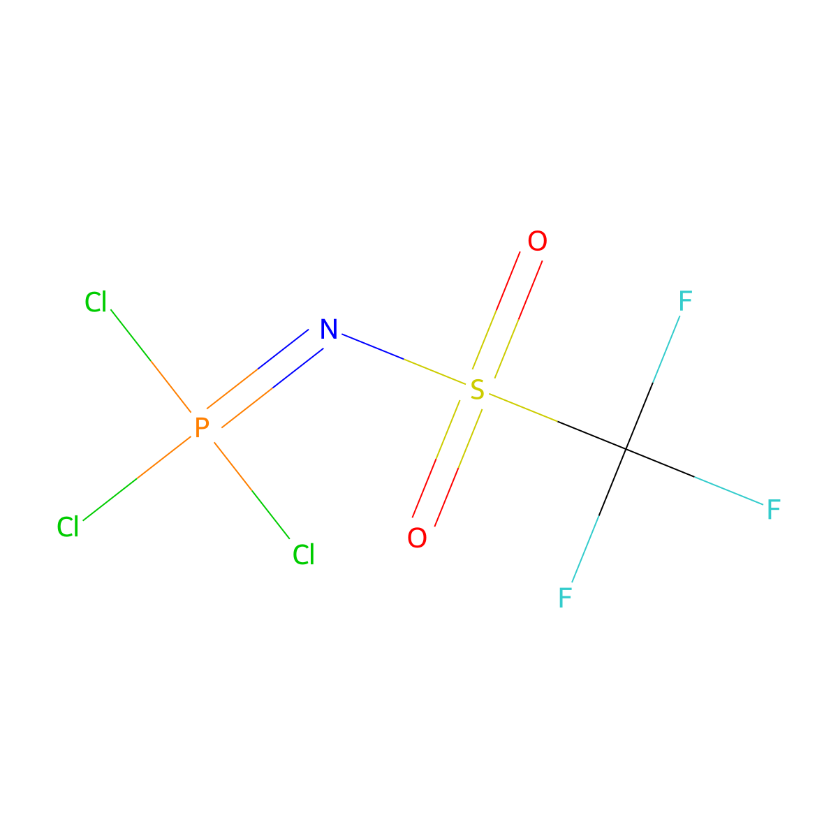 N-(Trichlorophosphoranylidene)trifluoromethanesulfonamide molecular structure, CAS 28048-16-0