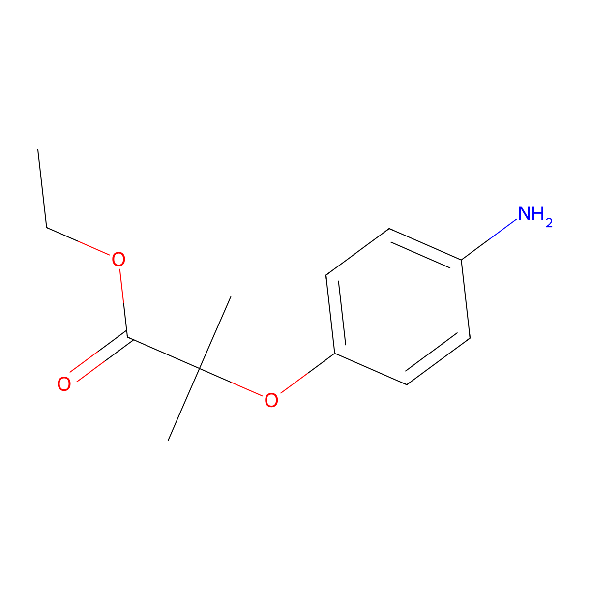 Ethyl 2-(4-aminophenoxy)-2-methylpropanoate molecular structure, CAS 28048-87-5