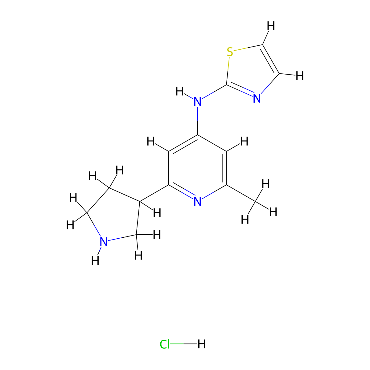 N-(2-methyl-6-(pyrrolidin-3-yl)pyridin-4-yl)thiazol-2-amine hydrochloride molecular structure, CAS 2804801-98-5