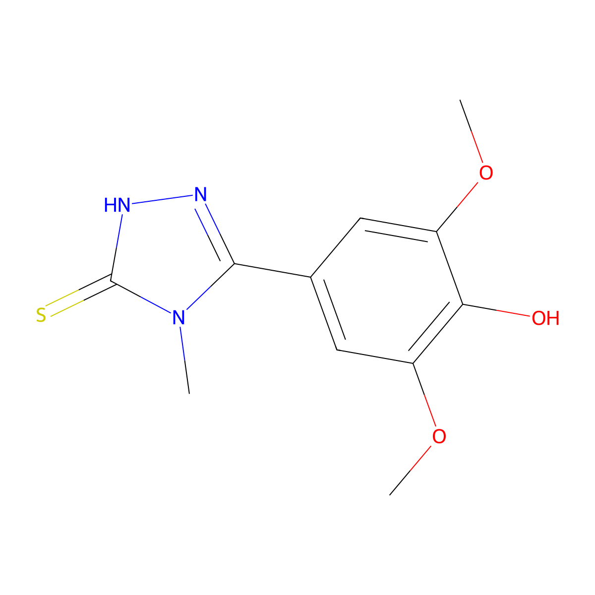 4-(5-mercapto-4-methyl-4H-1,2,4-triazol-3-yl)-2,6-dimethoxyphenol molecular structure, CAS 2804802-15-9