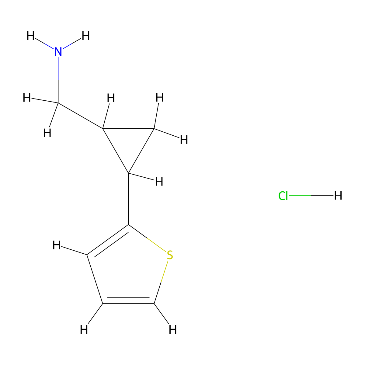 (2-(Thiophen-2-yl)cyclopropyl)methanamine Hydrochloride molecular structure, CAS 2805077-93-2