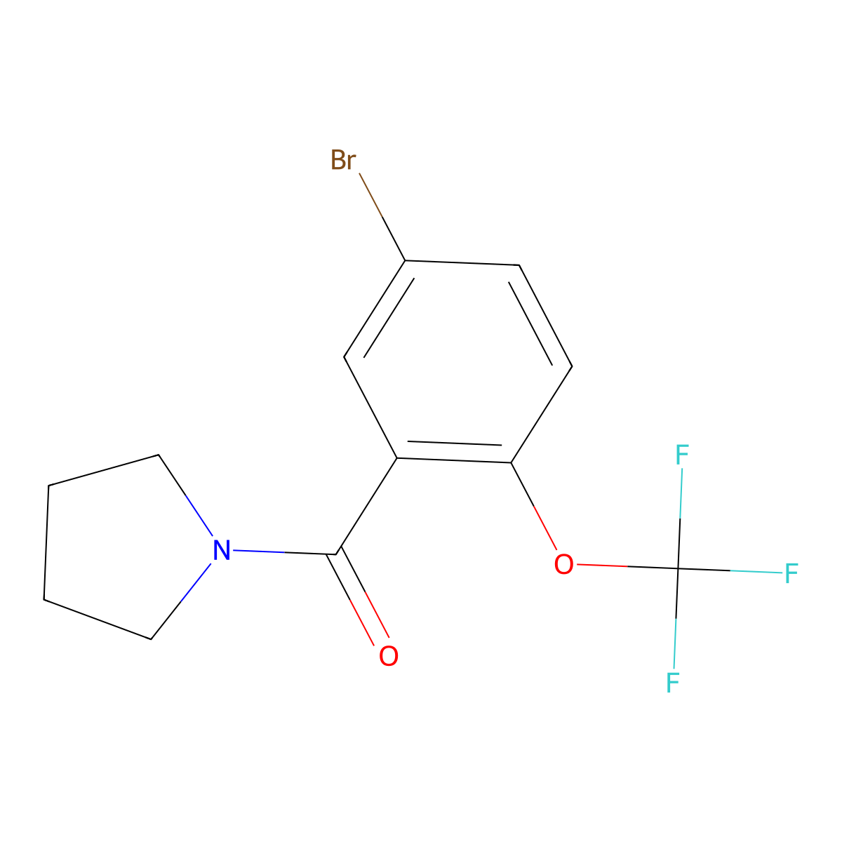 (5-Bromo-2-(trifluoromethoxy)phenyl)(pyrrolidin-1-yl)methanone molecular structure, CAS 2805156-37-8