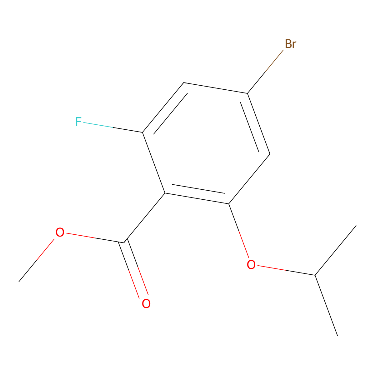 Methyl 4-bromo-2-fluoro-6-isopropoxybenzoate molecular structure, CAS 2805157-08-6
