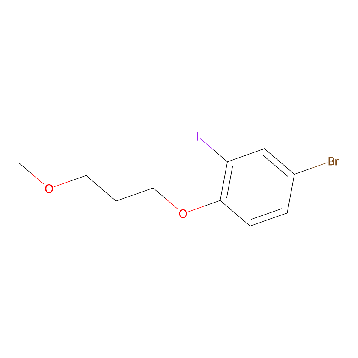 4-Bromo-2-iodo-1-(3-methoxypropoxy)benzene molecular structure, CAS 2805157-28-0