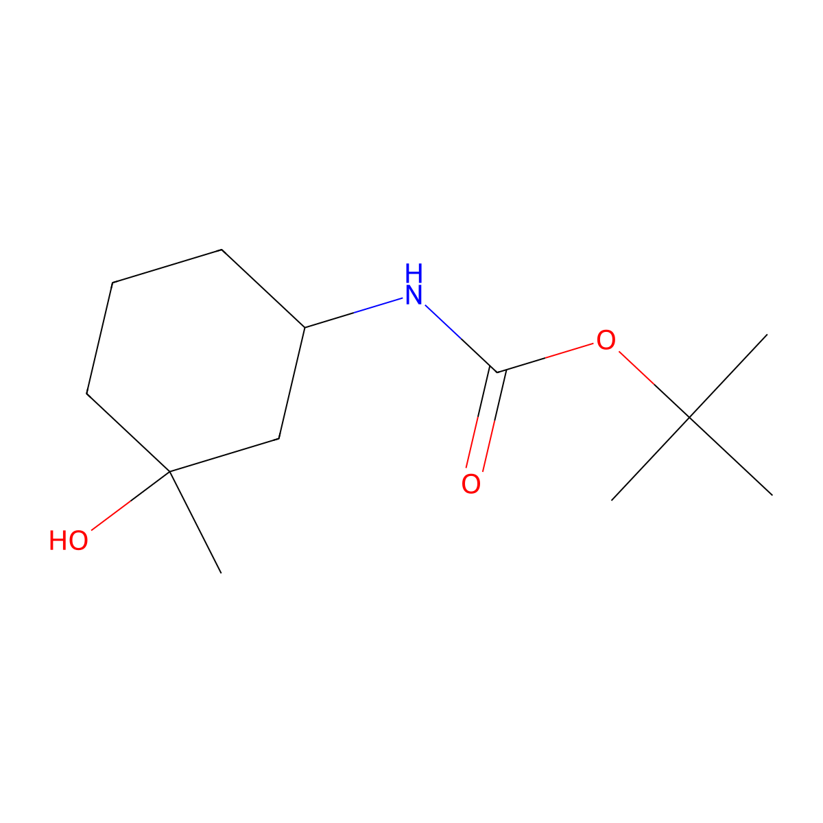 Tert-butyl (cis-3-hydroxy-3-methylcyclohexyl)carbamate molecular structure, CAS 2805287-97-0