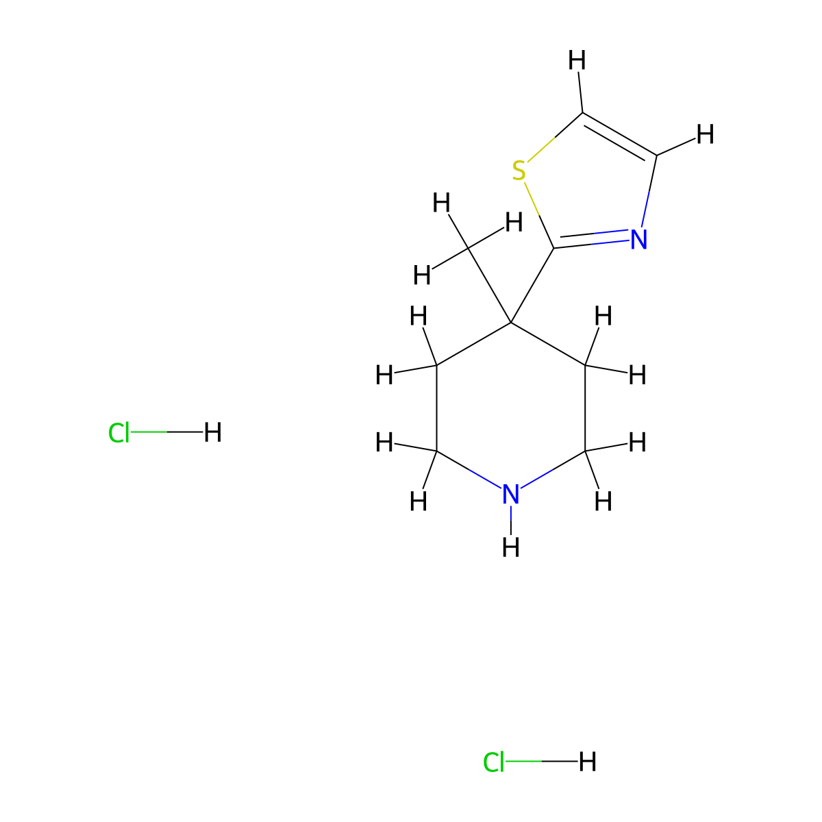 4-Methyl-4-(1,3-thiazol-2-yl)piperidine dihydrochloride molecular structure, CAS 2805414-83-7