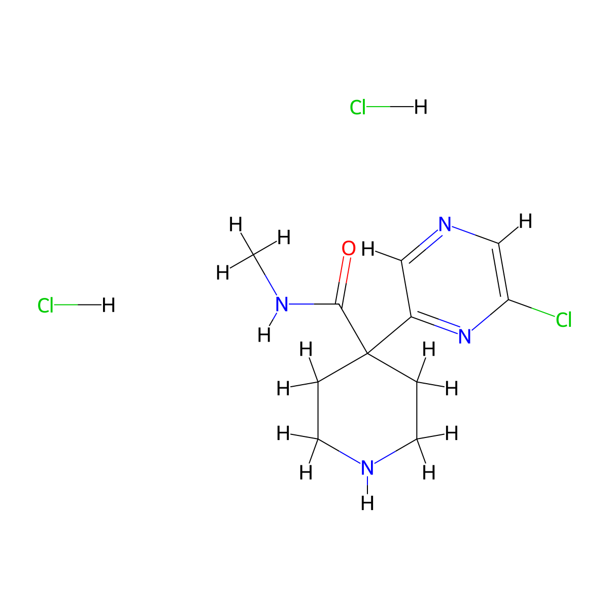 4-(6-chloropyrazin-2-yl)-N-methylpiperidine-4-carboxamide dihydrochloride molecular structure, CAS 2805415-46-5