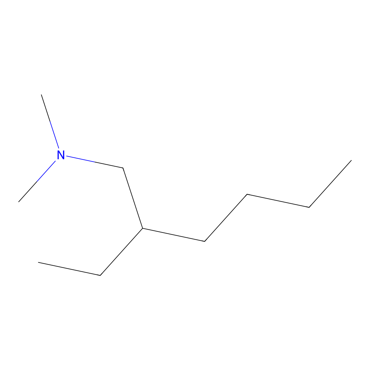 2-Ethyl-N,N-dimethylhexylamine molecular structure, CAS 28056-87-3