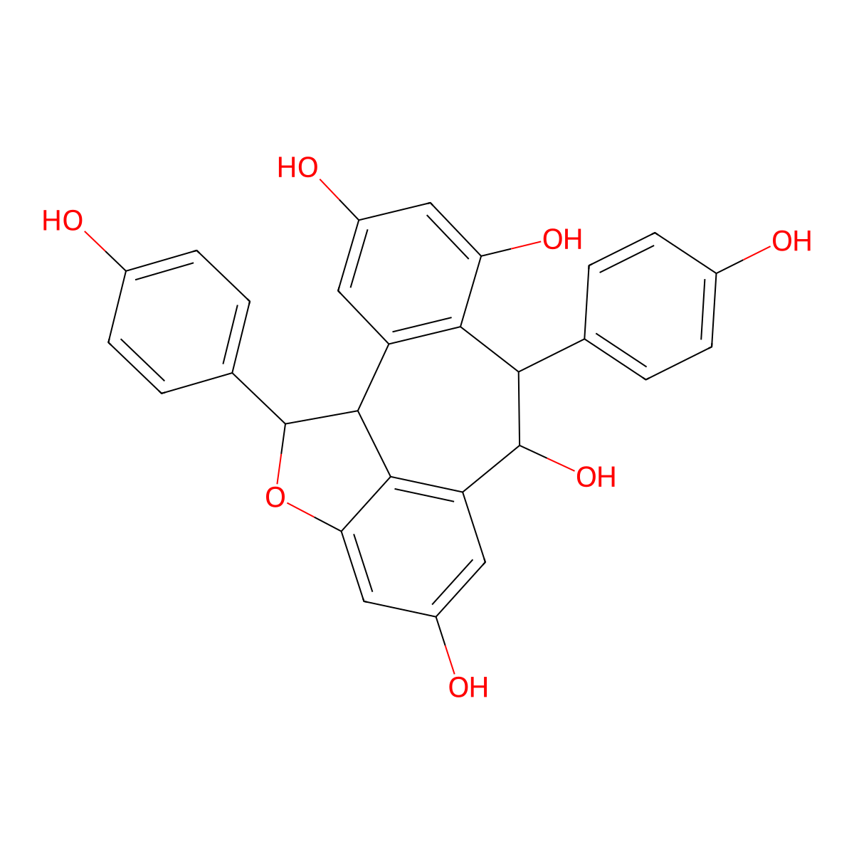(1R,6S,7R,11bR)-1,6,7,11b-Tetrahydro-1,7-bis(4-hydroxyphenyl)benzo[6,7]cyclohepta[1,2,3-cd]benzofuran-4,6,8,10-tetrol molecular structure, CAS 280561-81-1