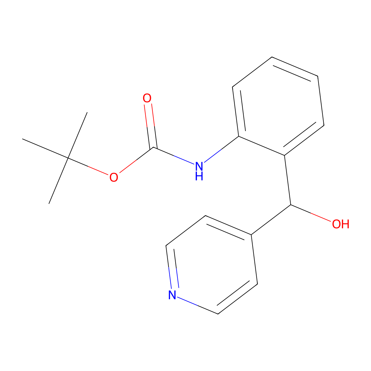 tert-Butyl (2-(hydroxy(pyridin-4-yl)methyl)phenyl)carbamate molecular structure, CAS 280568-13-0