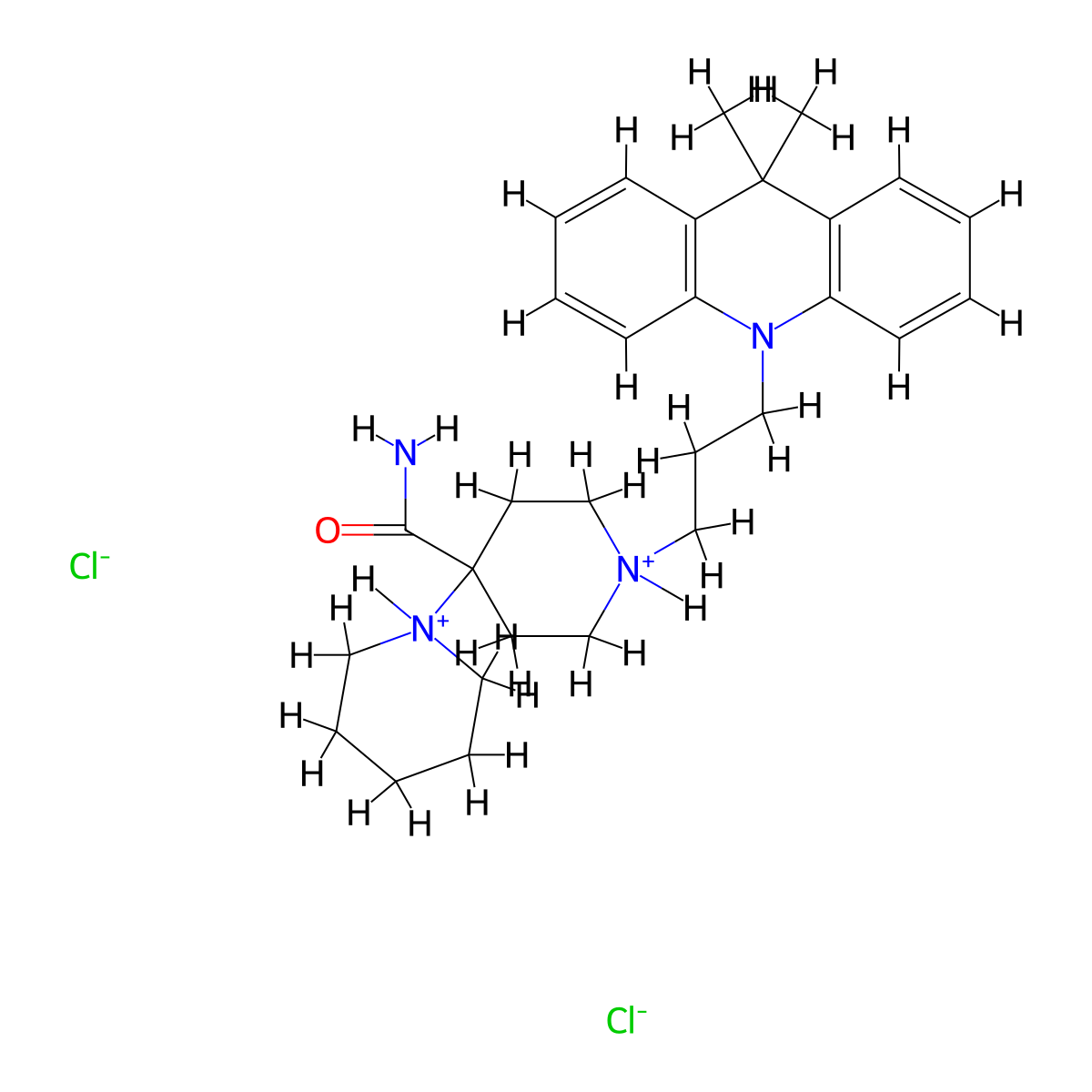 Isonipecotamide, 1-(3-(9,9-dimethyl-10-acridanyl)propyl)-4-piperidino-, hydrochloride, hydrate (4:8:1) molecular structure, CAS 28058-63-1
