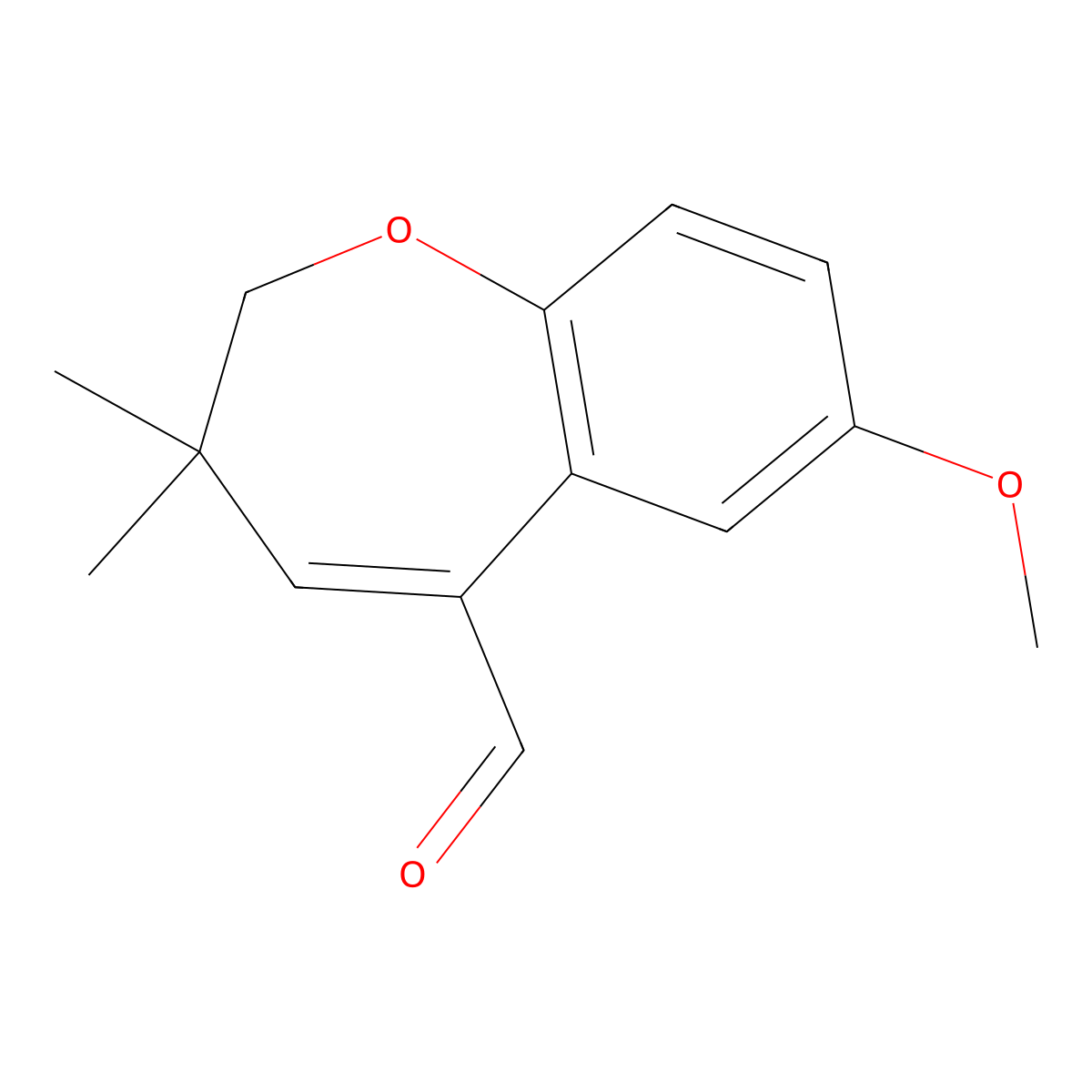 (E)-2,3-dihydro-7-methoxy-3,3-dimethylbenzo[b]oxepine-5-carbaldehyde molecular structure, CAS 280586-26-7