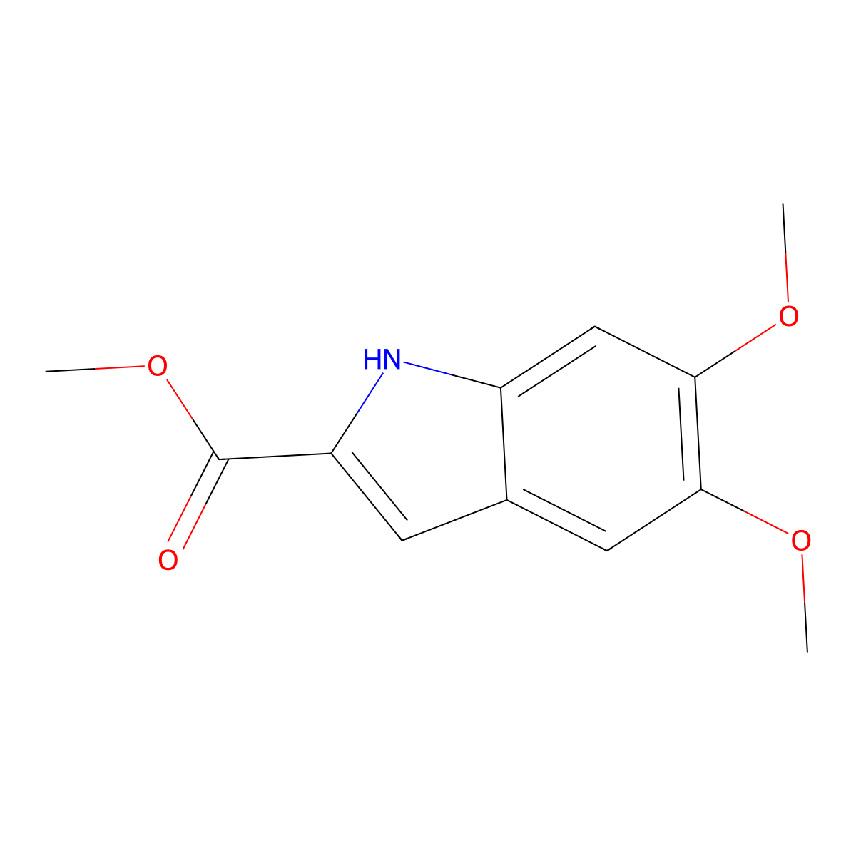 methyl 5,6-dimethoxy-1H-indole-2-carboxylate molecular structure, CAS 28059-24-7