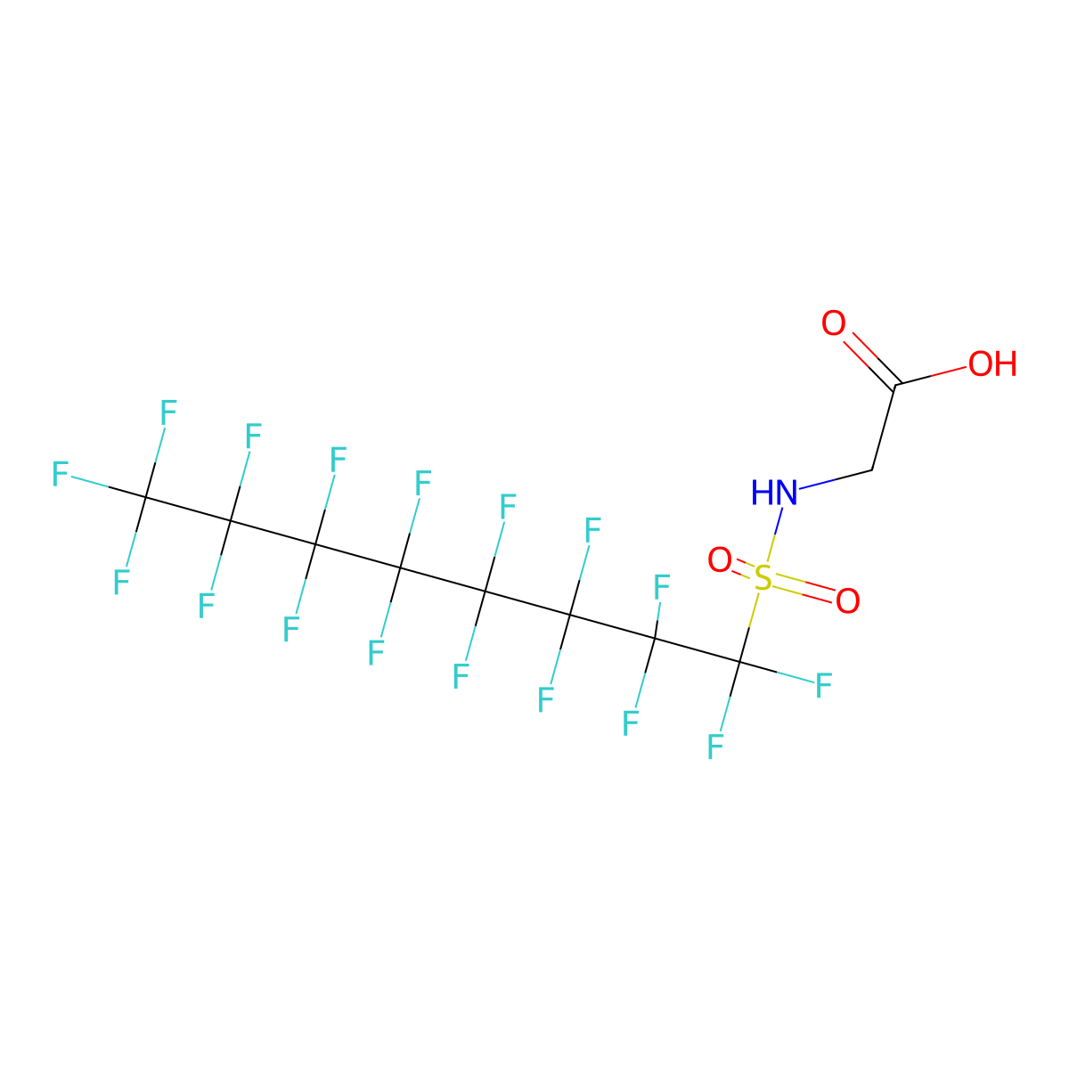 Perfluorooctane sulfonamidoacetic acid molecular structure, CAS 2806-24-8