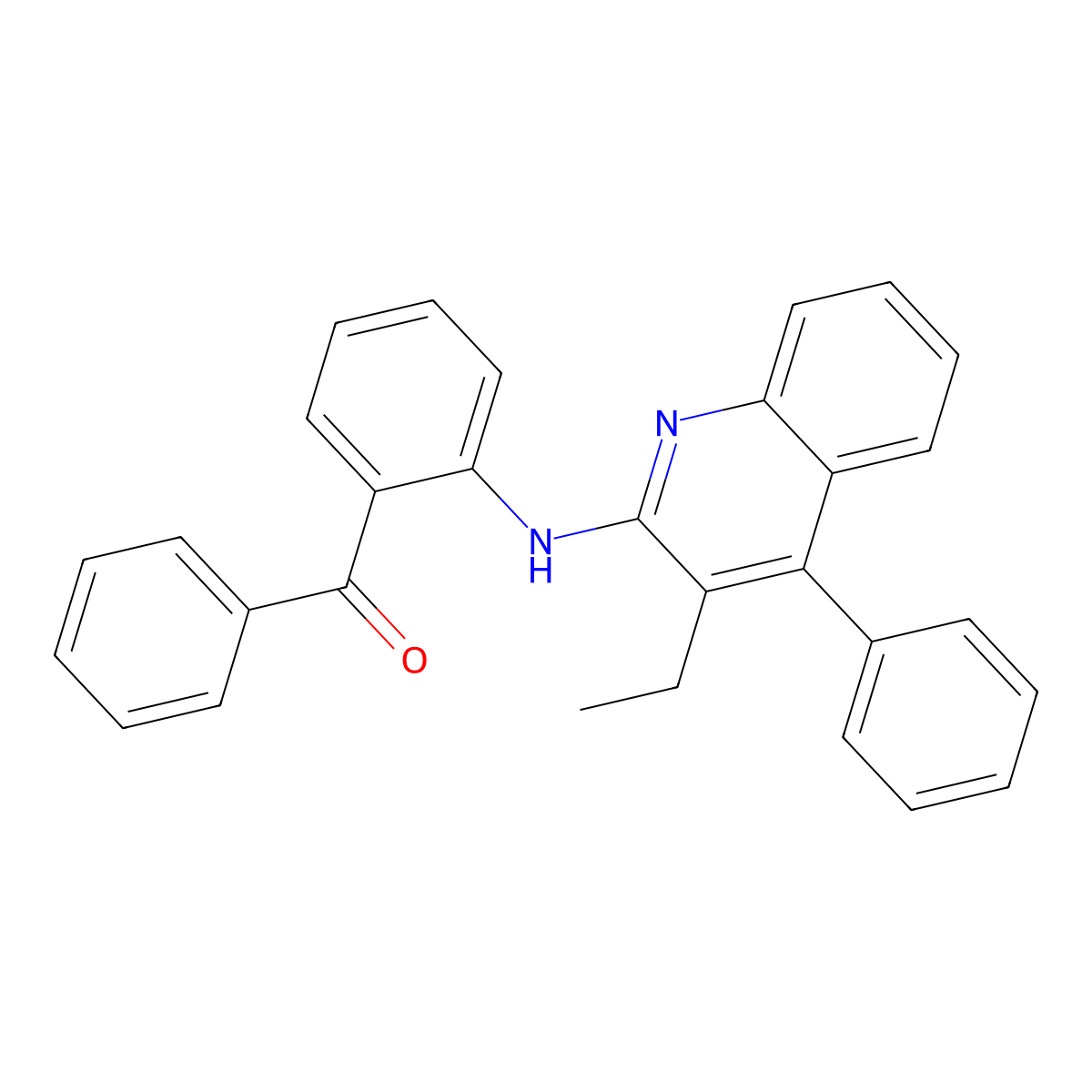 (2-((3-Ethyl-4-phenylquinolin-2-yl)amino)phenyl)(phenyl)methanone molecular structure, CAS 28060-23-3