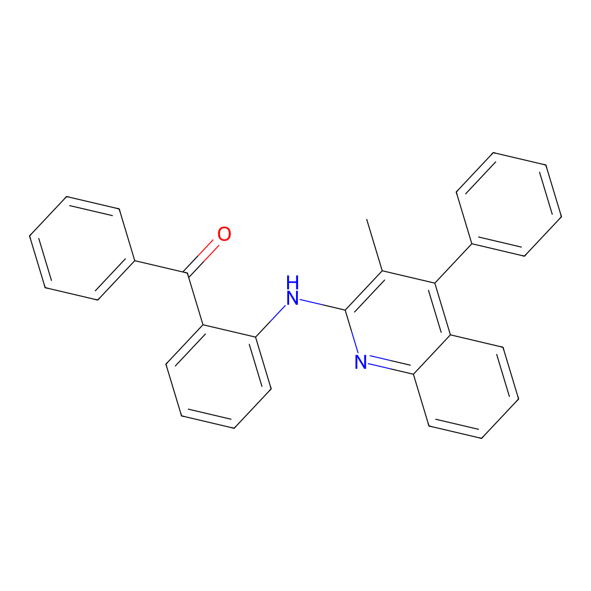 N-(2-benzoylphenyl)-3-methyl-4-phenylquinolin-2-amine molecular structure, CAS 28060-64-2