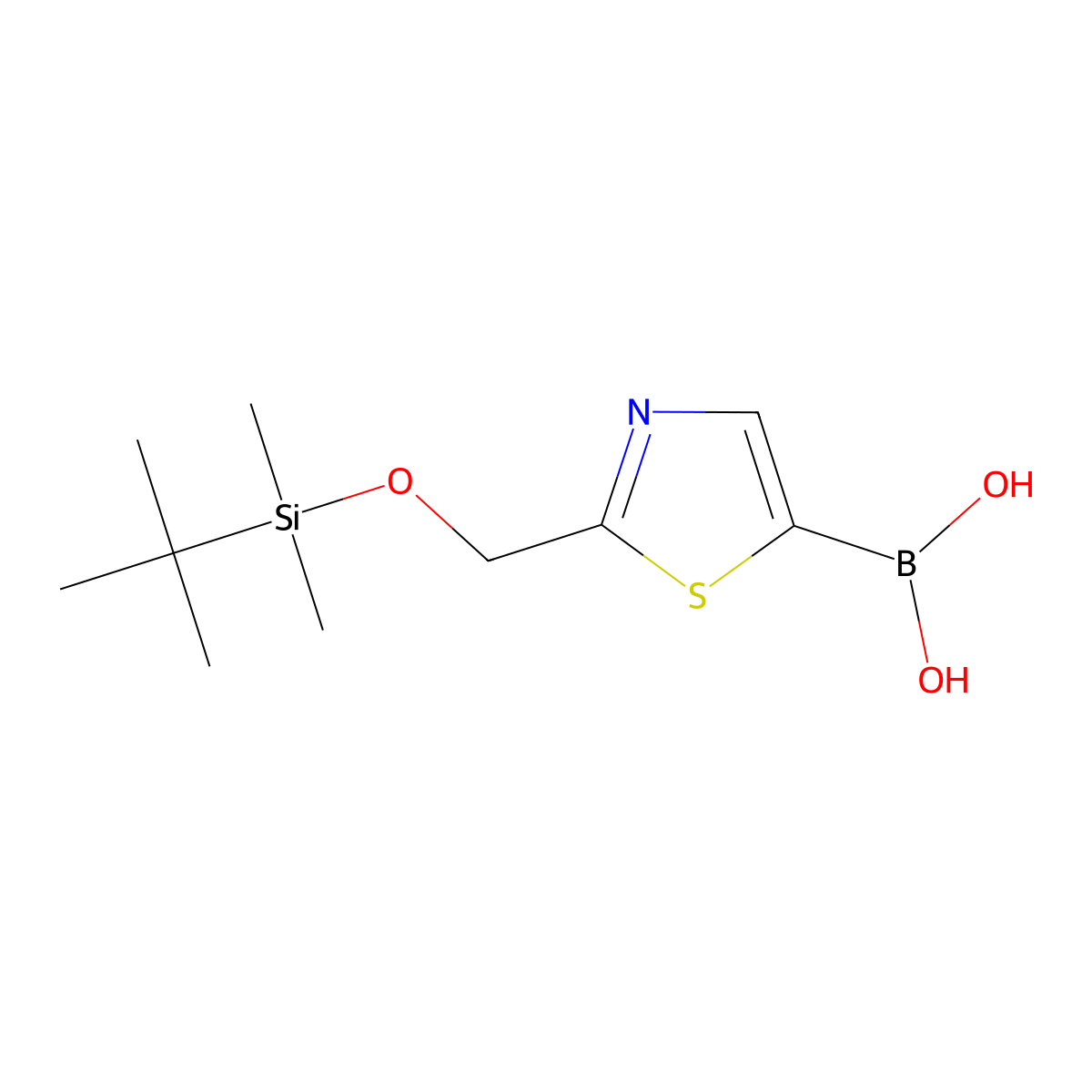 (2-(((tert-Butyldimethylsilyl)oxy)methyl)thiazol-5-yl)boronic acid molecular structure, CAS 2806011-08-3
