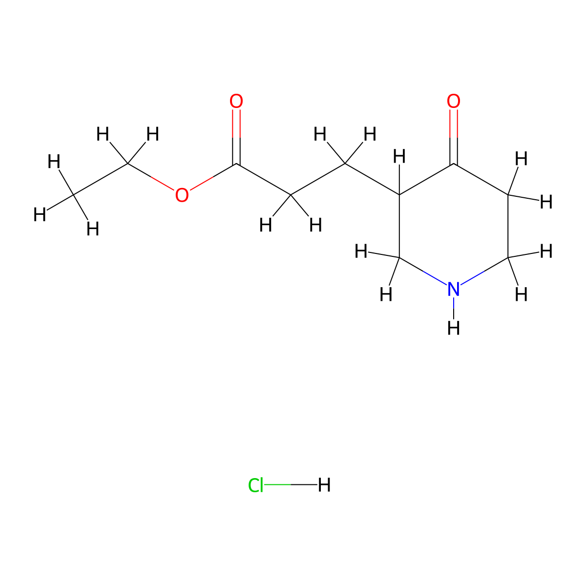 Ethyl 3-(4-oxopiperidin-3-yl)propanoate hydrochloride molecular structure, CAS 2806436-25-7
