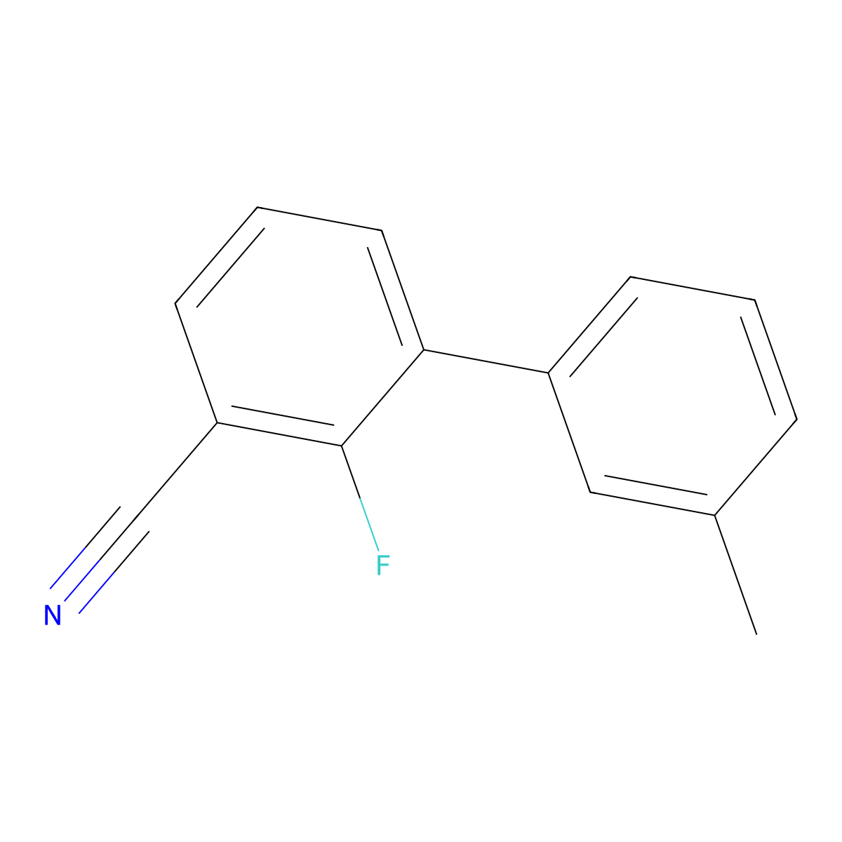 2-Fluoro-3'-methyl-[1,1'-biphenyl]-3-carbonitrile molecular structure, CAS 2806436-56-4