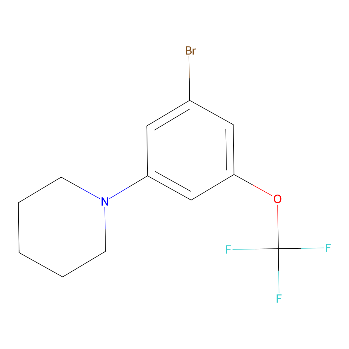 1-[3-Bromo-5-(trifluoromethoxy)phenyl]piperidine molecular structure, CAS 2806437-21-6