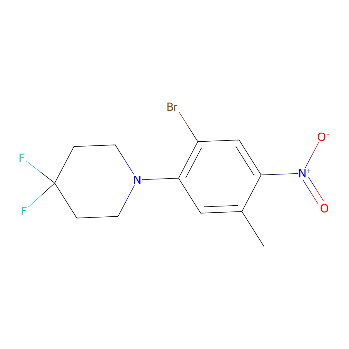 1-(2-Bromo-5-methyl-4-nitrophenyl)-4,4-difluoropiperidine molecular structure, CAS 2806488-75-3