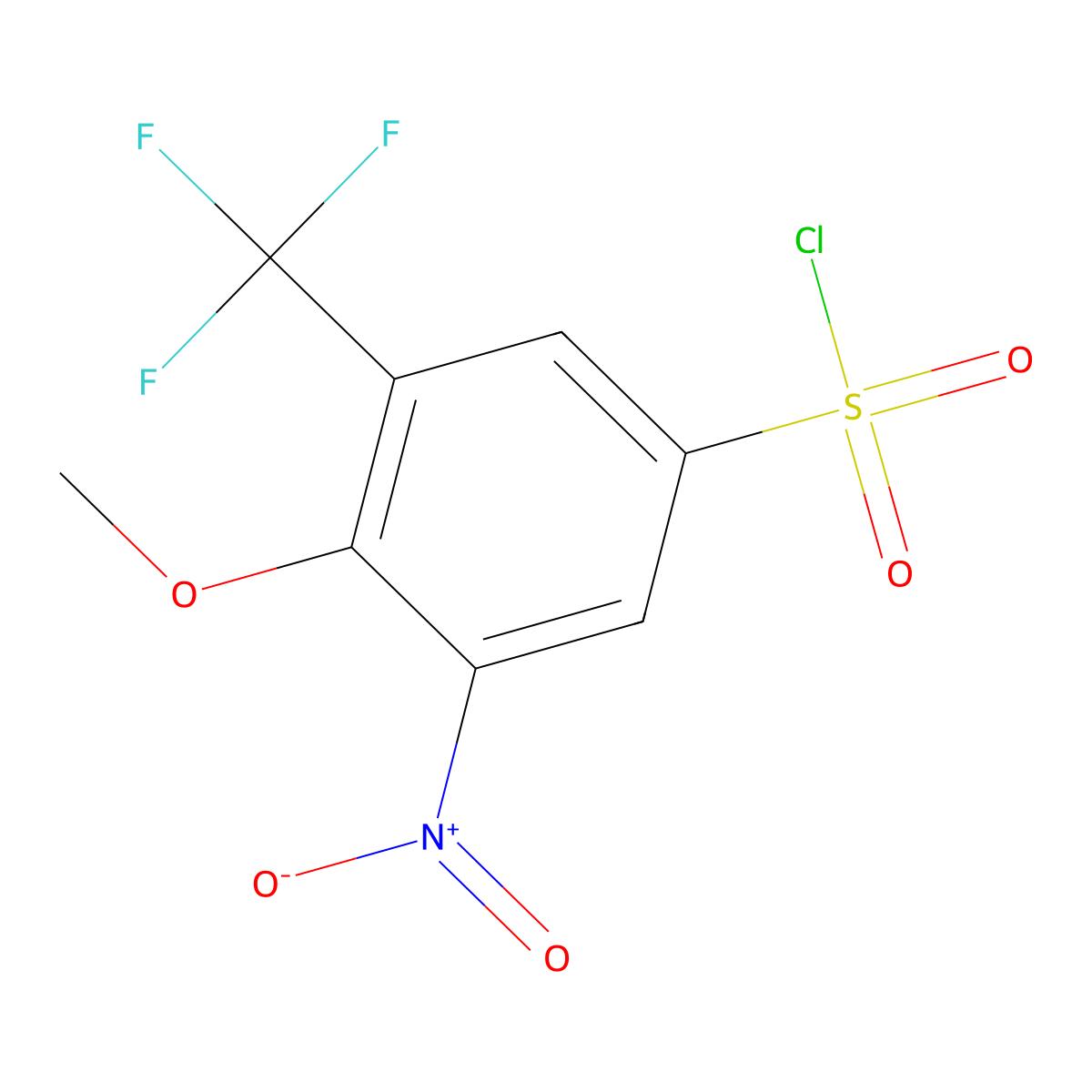 4-Methoxy-3-nitro-5-(trifluoromethyl)benzene-1-sulfonyl chloride molecular structure, CAS 2806672-17-1