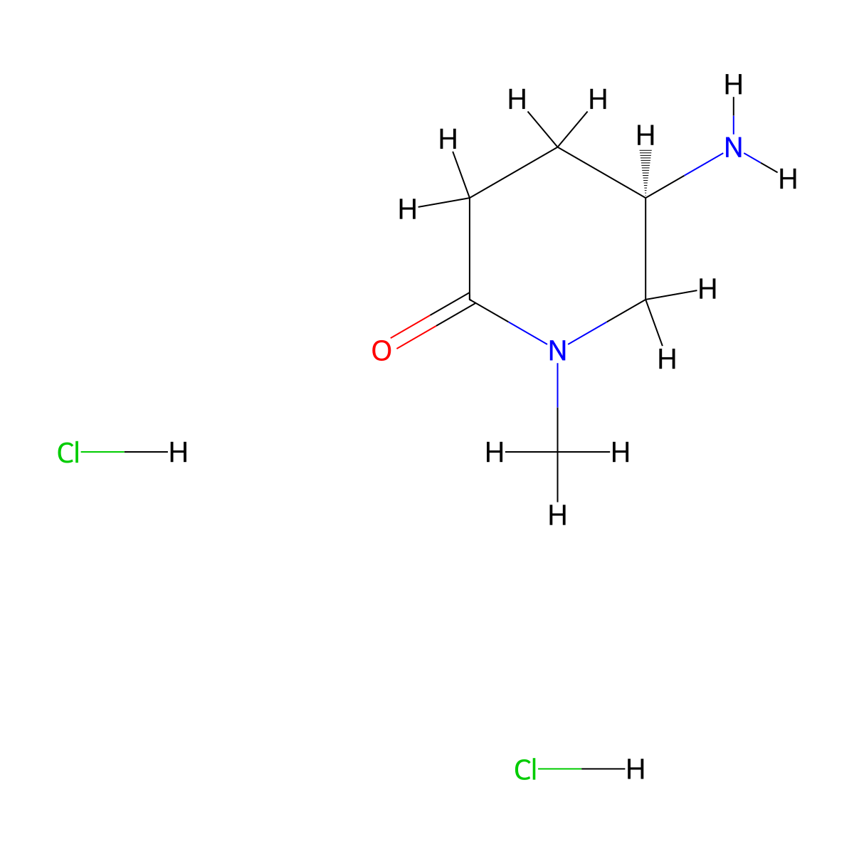 (5R)-5-amino-1-methyl-piperidin-2-one;dihydrochloride molecular structure, CAS 2806711-75-9