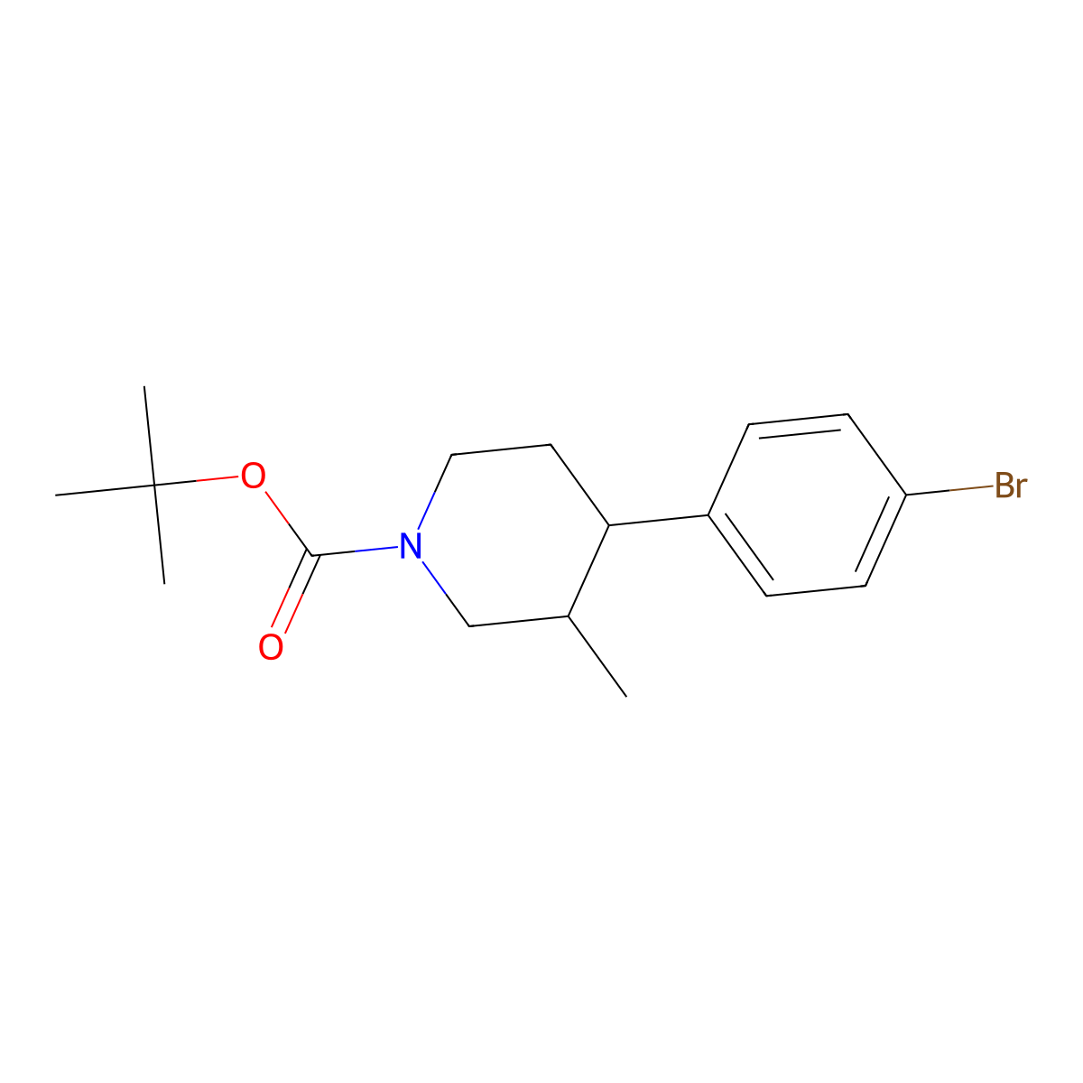 Tert-butyl 4-(4-bromophenyl)-3-methylpiperidine-1-carboxylate molecular structure, CAS 2806718-81-8