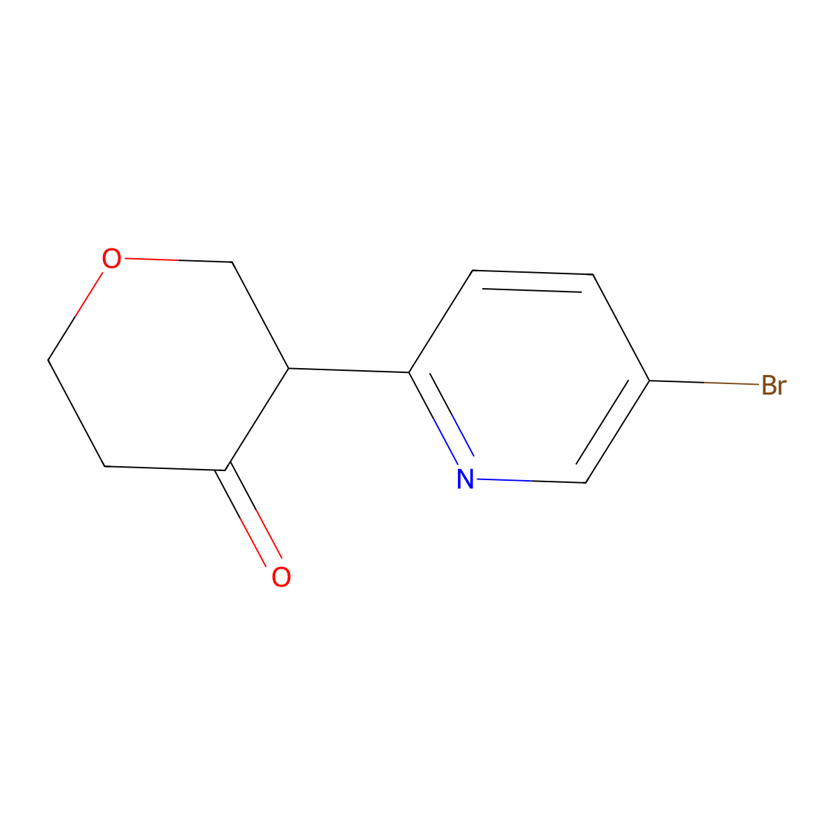 3-(5-bromopyridin-2-yl)tetrahydro-4H-pyran-4-one molecular structure, CAS 2806718-87-4