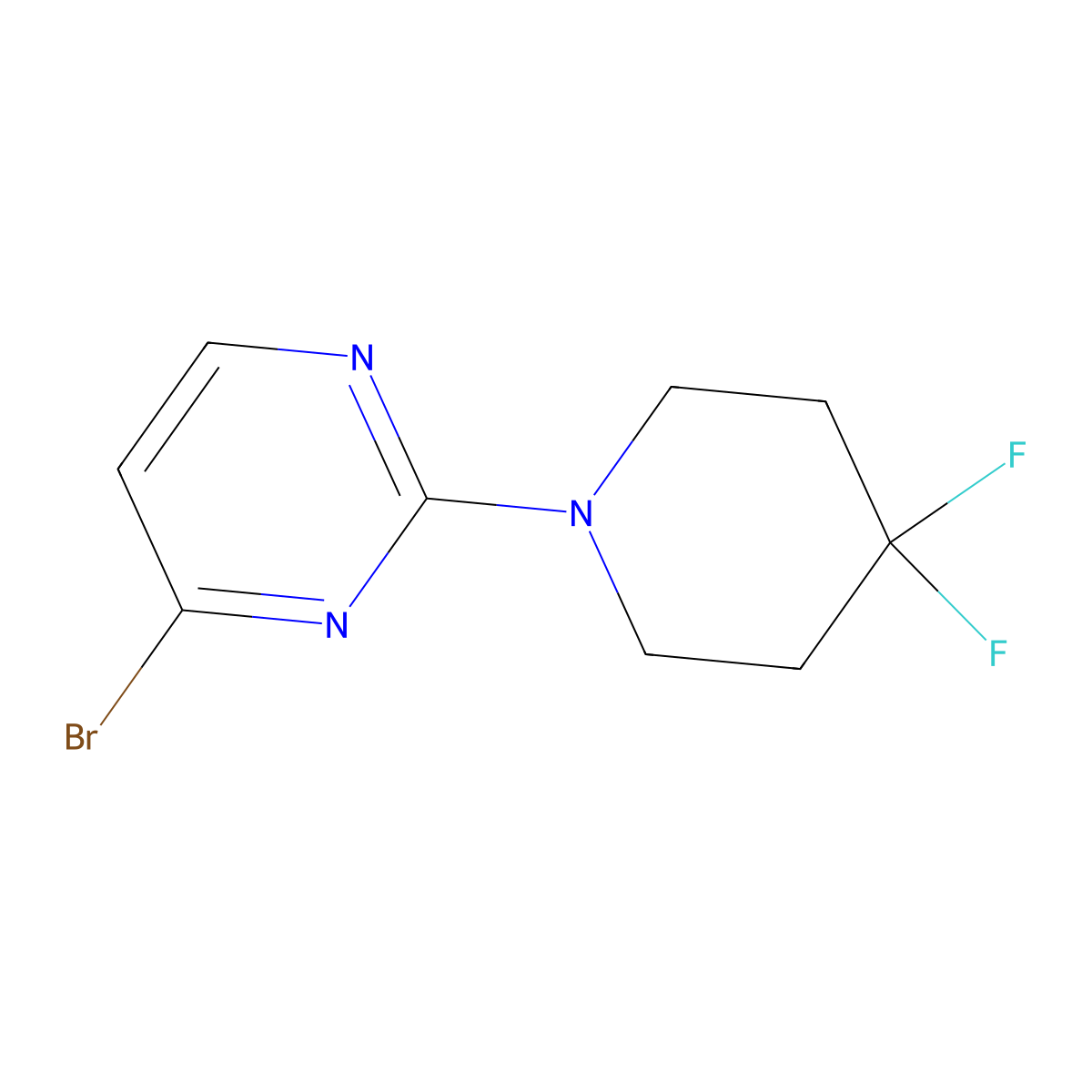 4-Bromo-2-(4,4-difluoropiperidin-1-yl)pyrimidine molecular structure, CAS 2806718-91-0