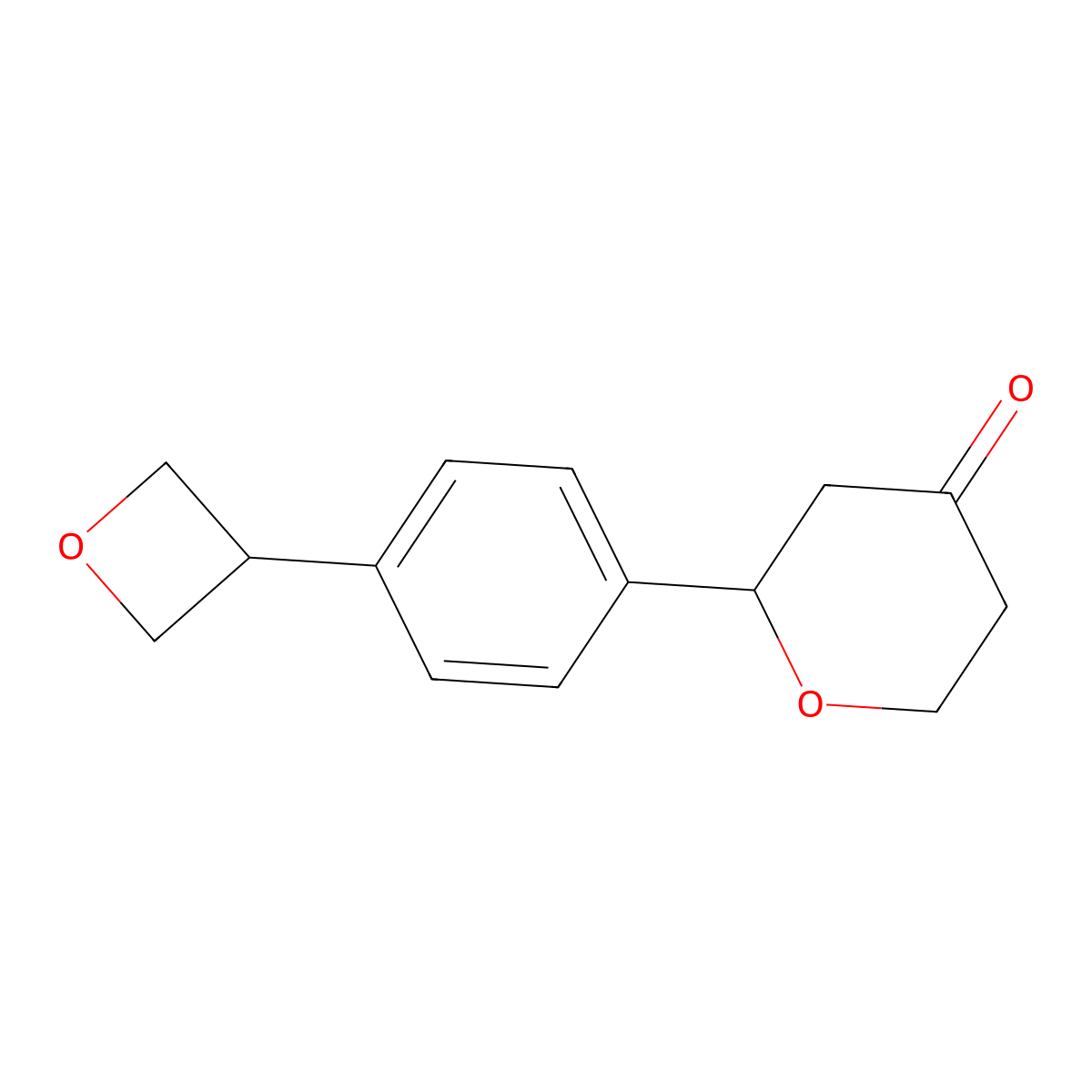 2-(4-(oxetan-3-yl)phenyl)tetrahydro-4H-pyran-4-one molecular structure, CAS 2806718-94-3