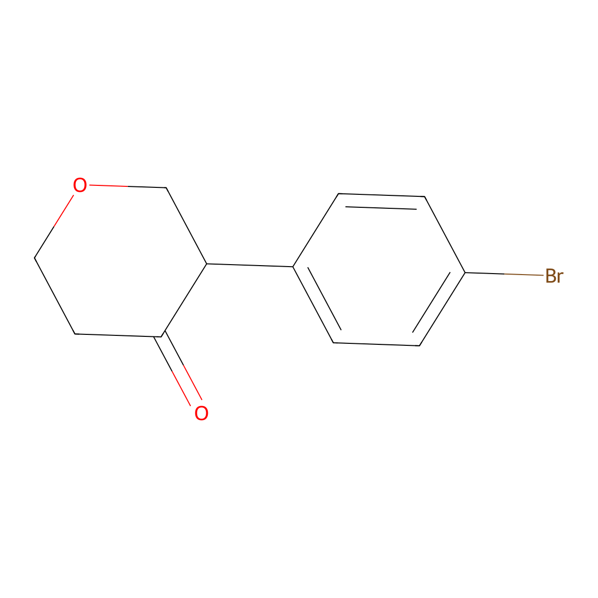 3-(4-bromophenyl)tetrahydro-4H-pyran-4-one molecular structure, CAS 2806719-07-1