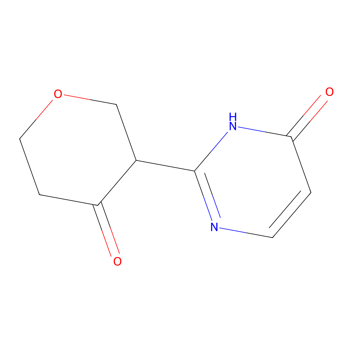 3-(4-hydroxypyrimidin-2-yl)tetrahydro-4H-pyran-4-one molecular structure, CAS 2806719-15-1
