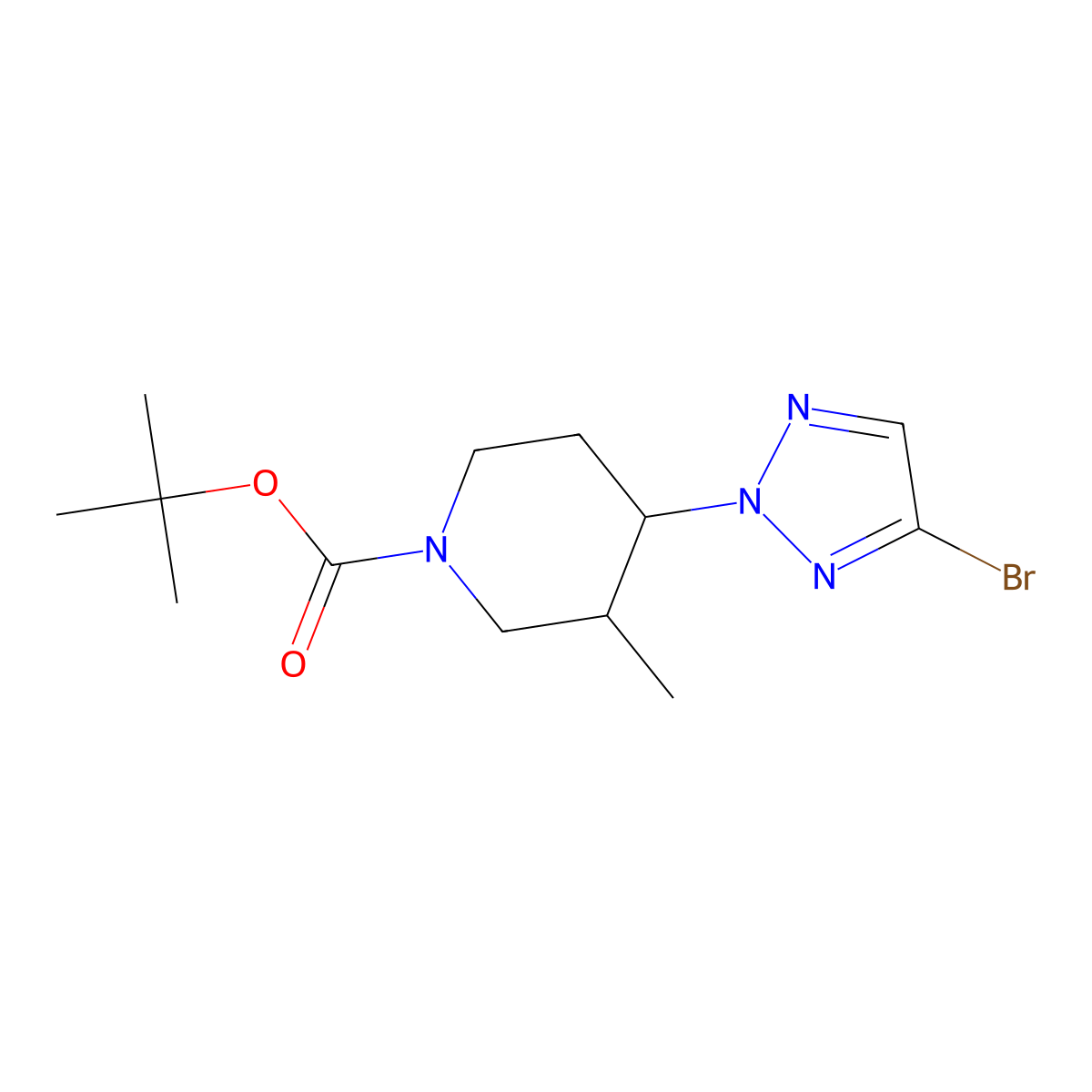 tert-butyl 4-(4-bromo-2H-1,2,3-triazol-2-yl)-3-methylpiperidine-1-carboxylate molecular structure, CAS 2806719-19-5