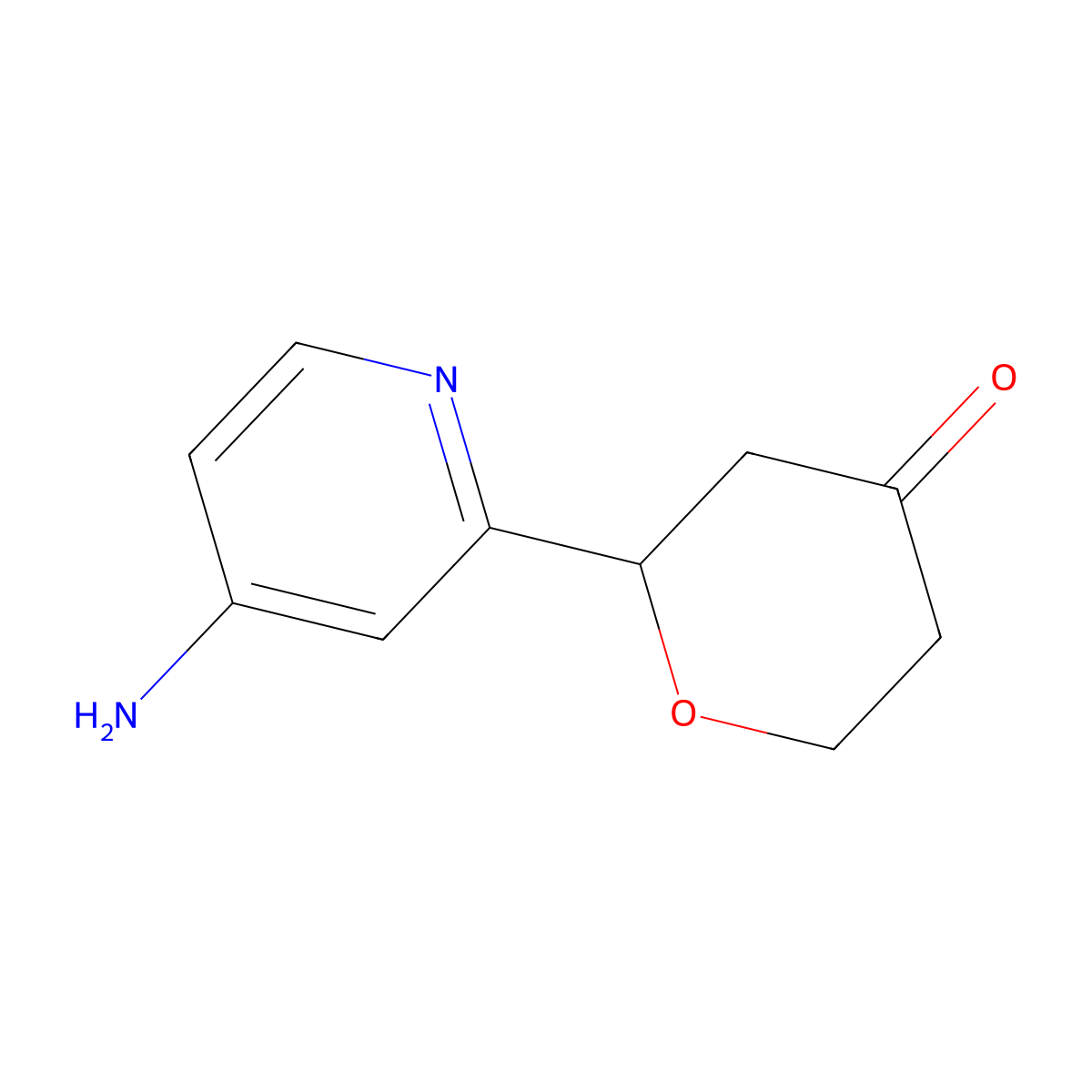2-(4-aminopyridin-2-yl)tetrahydro-4H-pyran-4-one molecular structure, CAS 2806719-29-7