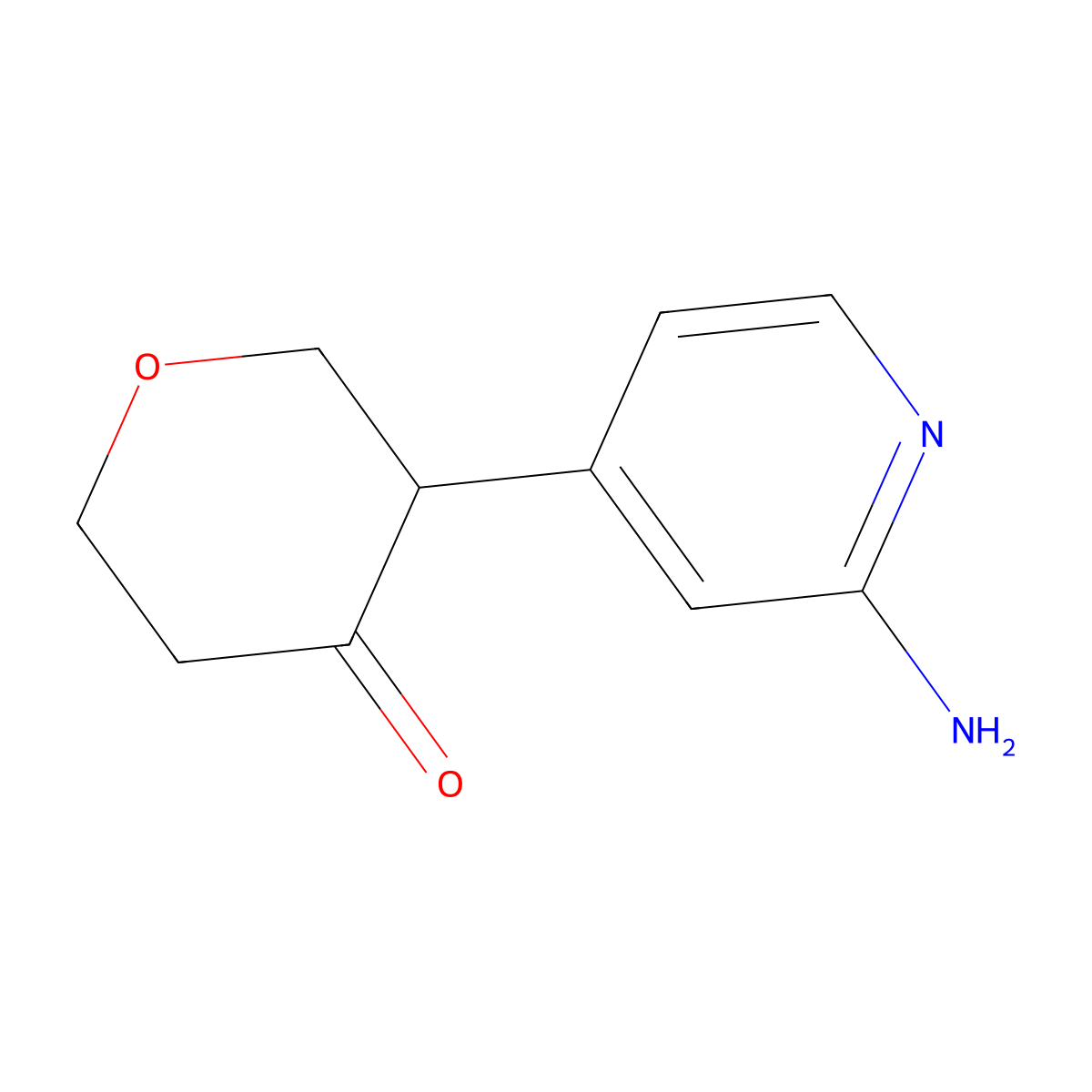 3-(2-aminopyridin-4-yl)tetrahydro-4H-pyran-4-one molecular structure, CAS 2806719-31-1