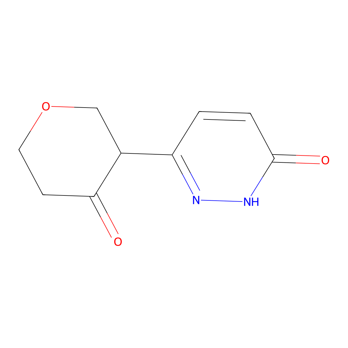 3-(6-hydroxypyridazin-3-yl)tetrahydro-4H-pyran-4-one molecular structure, CAS 2806719-39-9