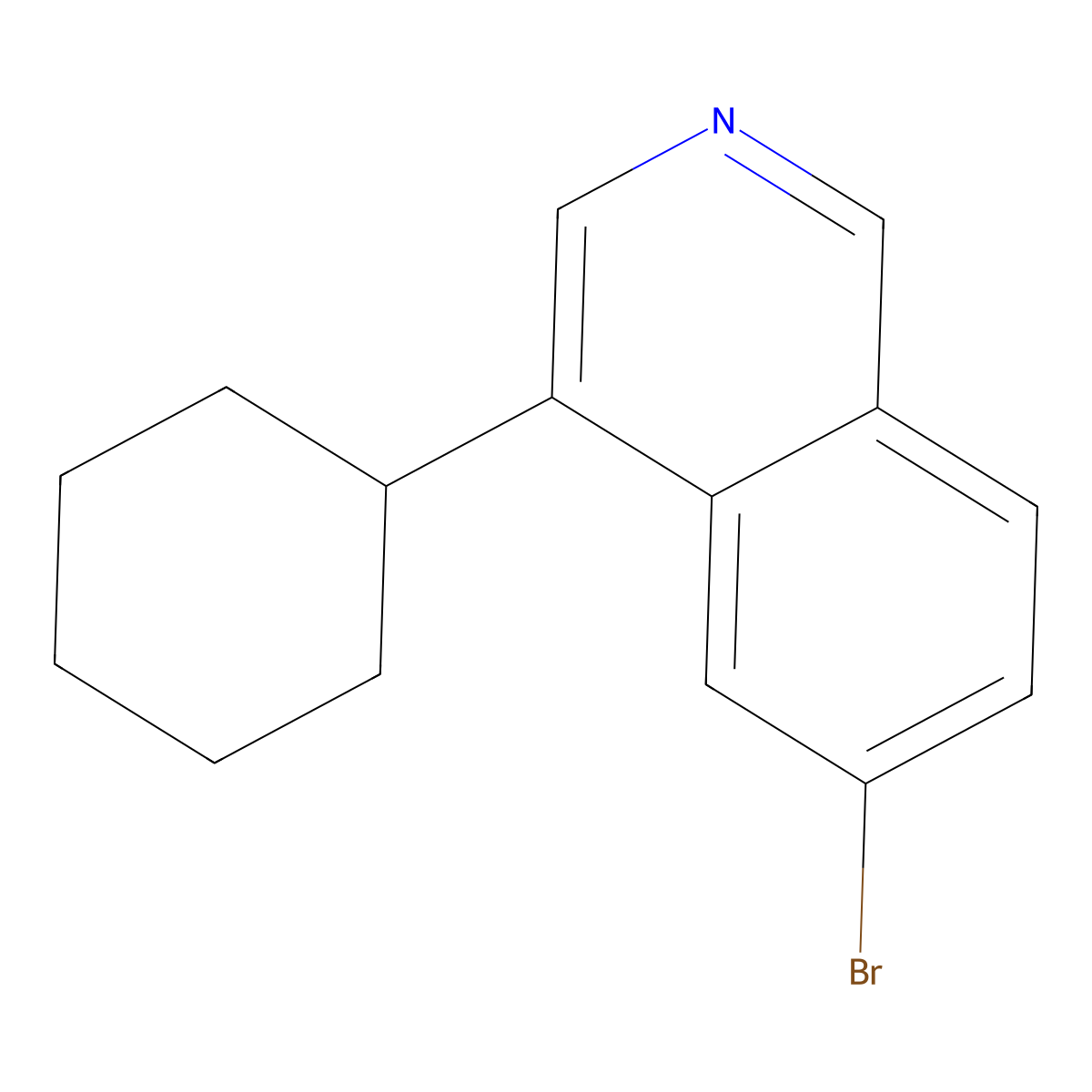 6-Bromo-4-cyclohexylisoquinoline molecular structure, CAS 2806719-41-3