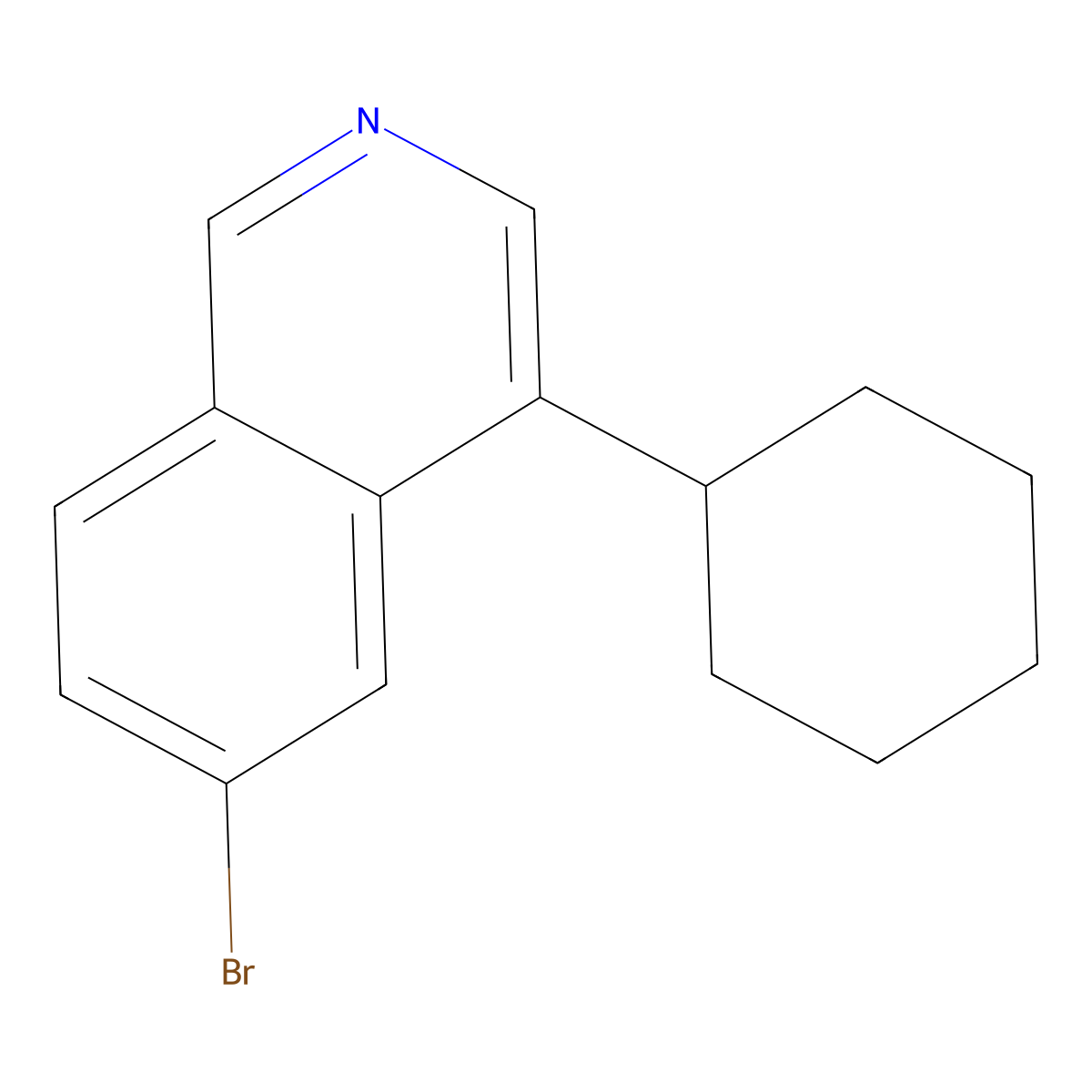 6-Bromo-4-cyclohexylisoquinoline molecular structure, CAS 2806719-41-3