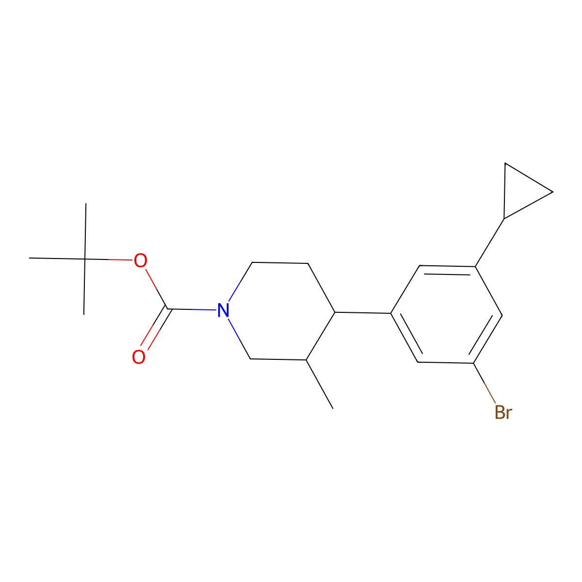 Tert-butyl 4-(3-bromo-5-cyclopropylphenyl)-3-methylpiperidine-1-carboxylate molecular structure, CAS 2806719-59-3