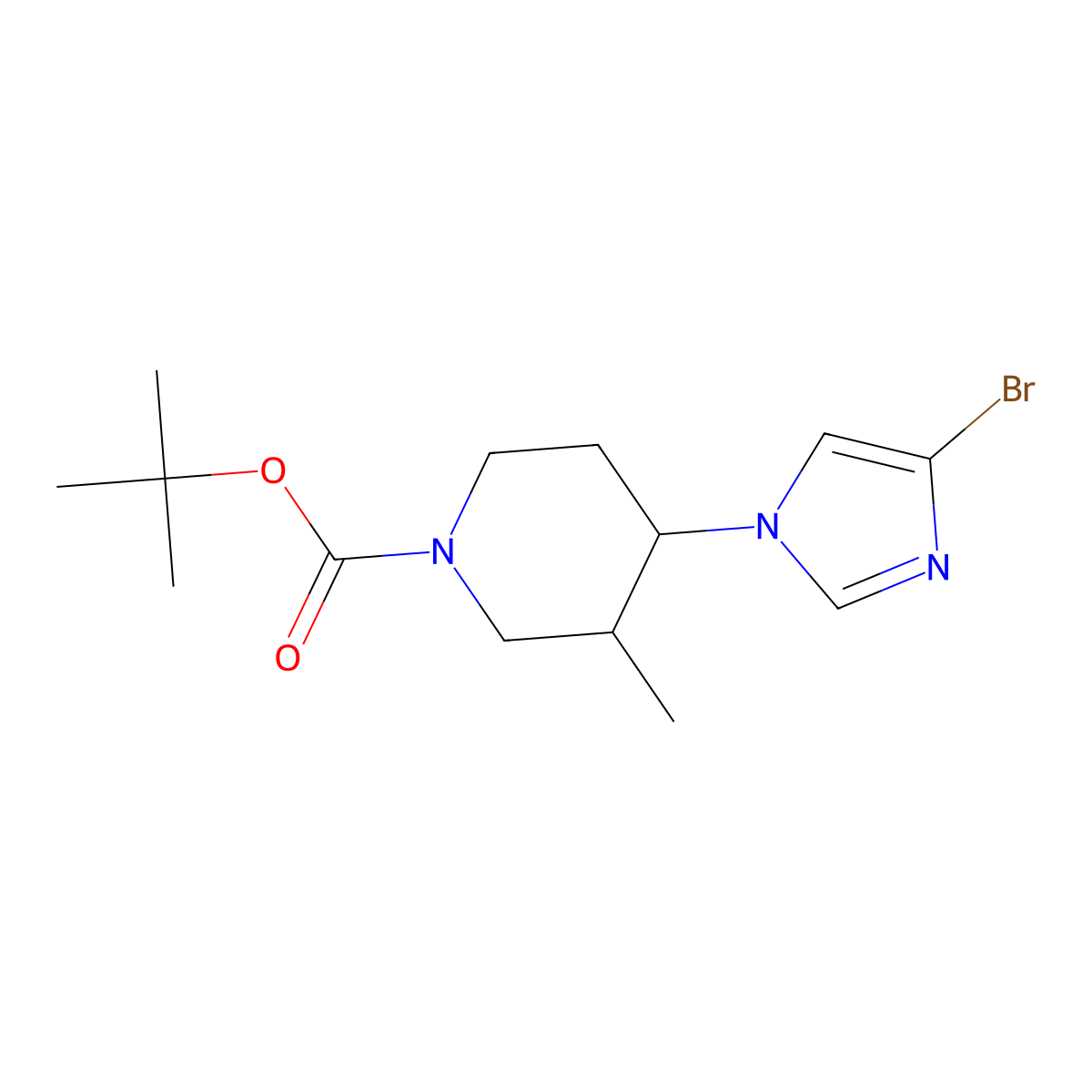tert-butyl 4-(4-bromo-1H-imidazol-1-yl)-3-methylpiperidine-1-carboxylate molecular structure, CAS 2806719-62-8