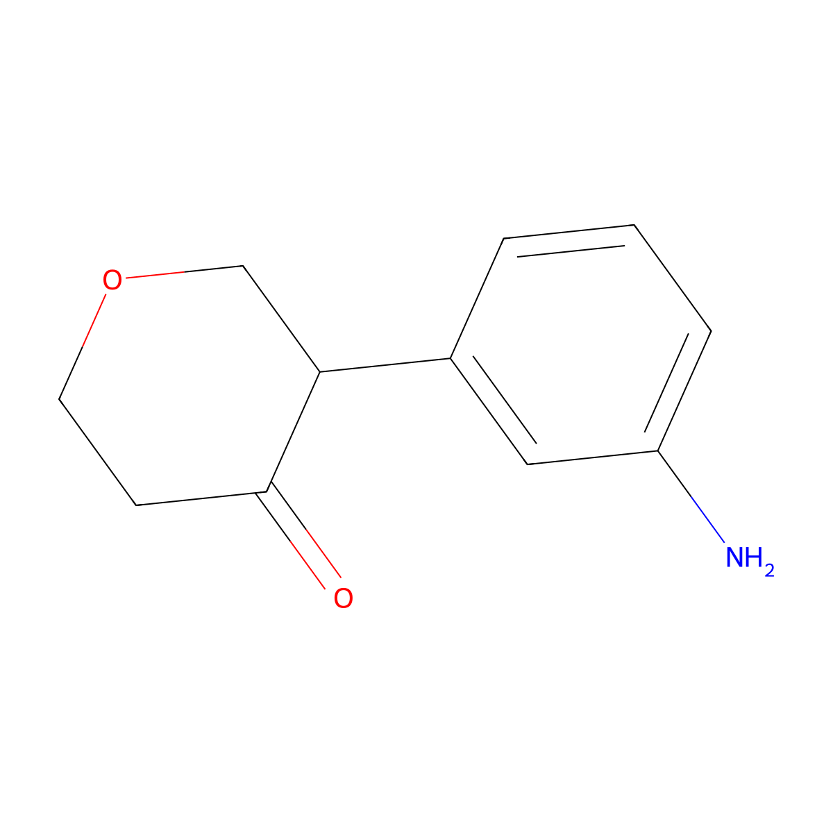 3-(3-aminophenyl)tetrahydro-4H-pyran-4-one molecular structure, CAS 2806719-69-5