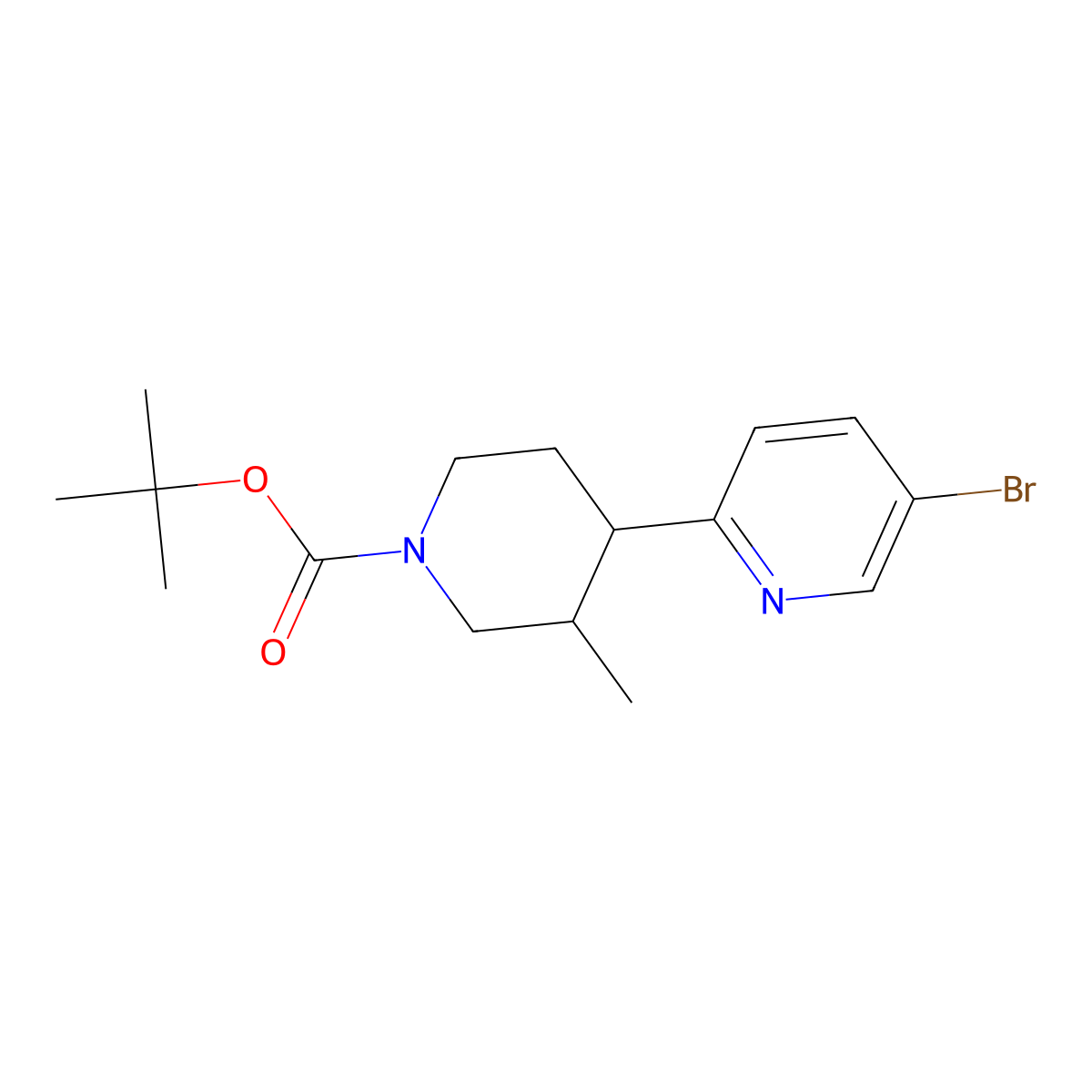 Tert-butyl 4-(5-bromopyridin-2-yl)-3-methylpiperidine-1-carboxylate molecular structure, CAS 2806719-99-1