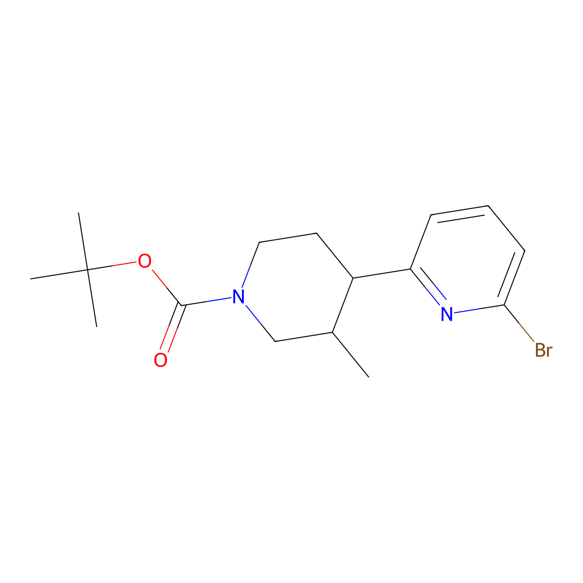Tert-butyl 4-(6-bromopyridin-2-yl)-3-methylpiperidine-1-carboxylate molecular structure, CAS 2806720-00-1