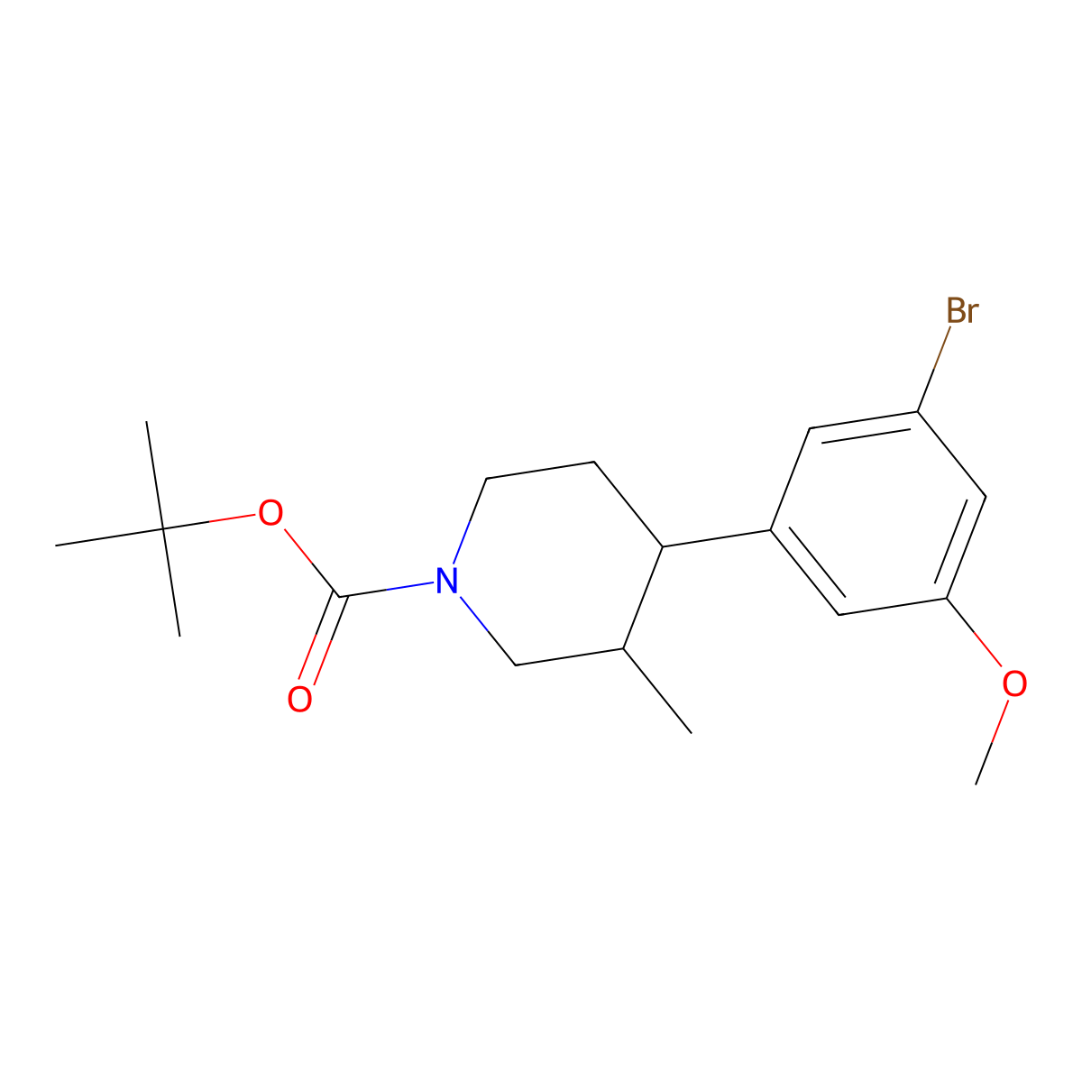 Tert-butyl 4-(3-bromo-5-methoxyphenyl)-3-methylpiperidine-1-carboxylate molecular structure, CAS 2806720-02-3
