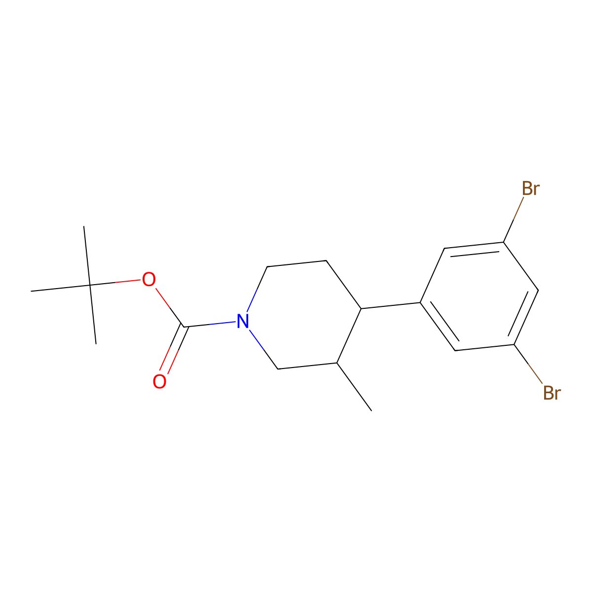 Tert-butyl 4-(3,5-dibromophenyl)-3-methylpiperidine-1-carboxylate molecular structure, CAS 2806720-03-4
