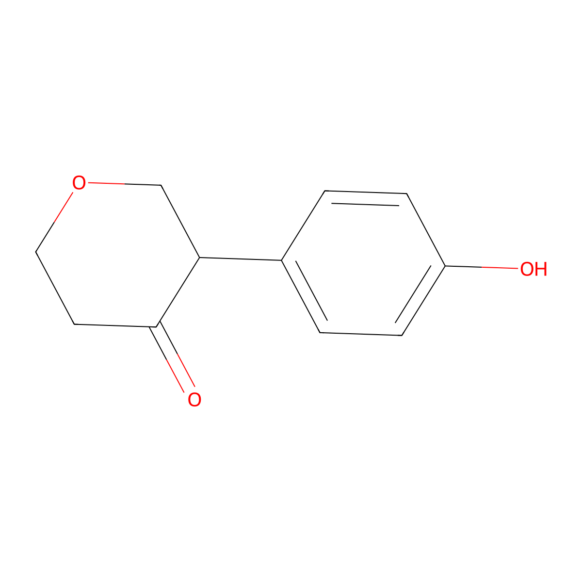 3-(4-hydroxyphenyl)tetrahydro-4H-pyran-4-one molecular structure, CAS 2806720-16-9