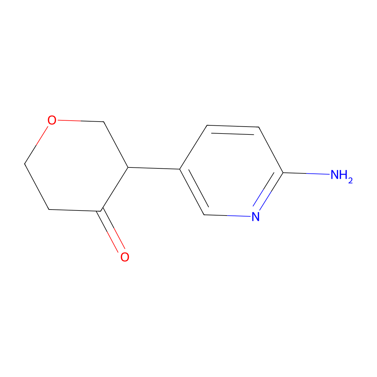 3-(6-aminopyridin-3-yl)tetrahydro-4H-pyran-4-one molecular structure, CAS 2806720-21-6
